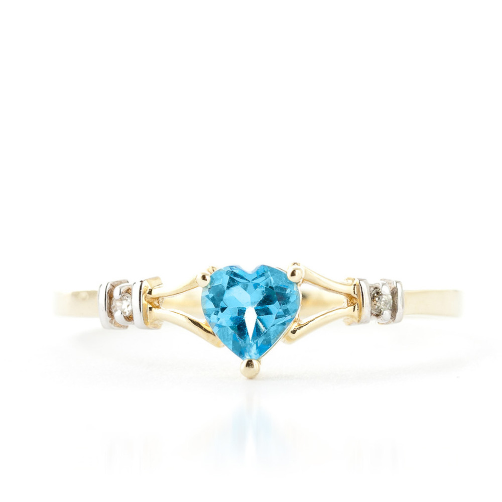 14K. SOLID GOLD RINGS W/ NATURAL DIAMONDS & BLUE TOPAZ (Yellow Gold)